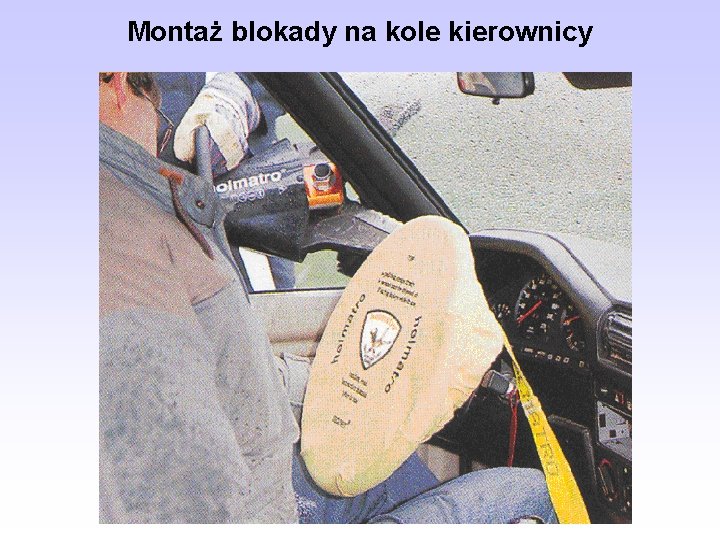 Montaż blokady na kole kierownicy 