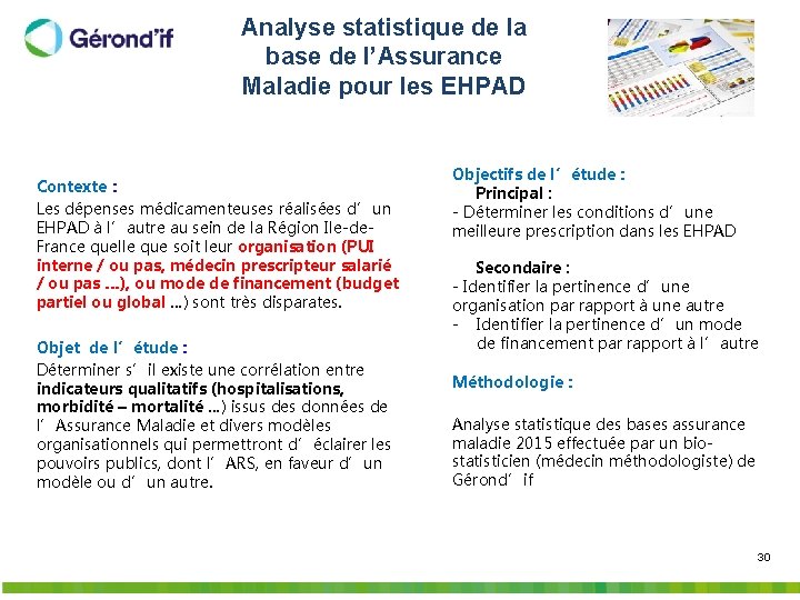 Analyse statistique de la base de l’Assurance Maladie pour les EHPAD Contexte : Les