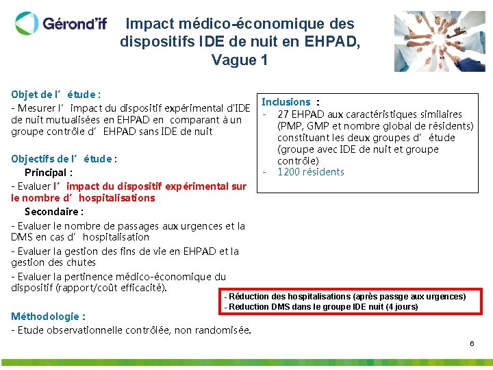 Impact médico-économique des dispositifs IDE de nuit en EHPAD, Vague 1 Objet de l’étude