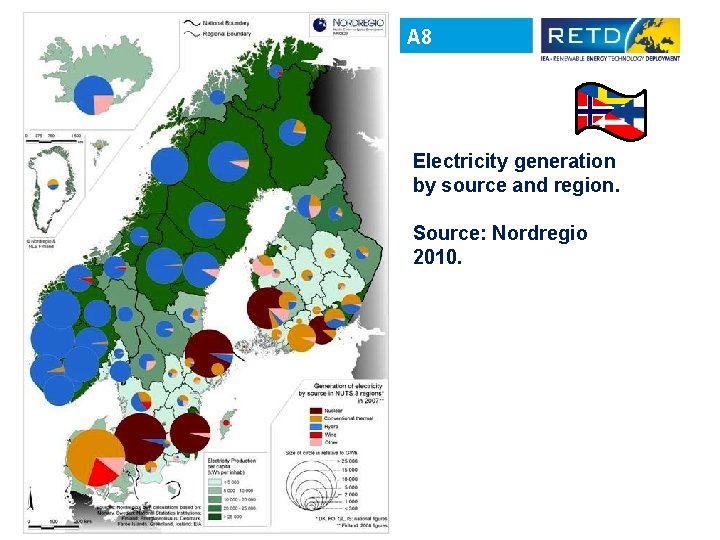 A 8 Electricity generation by source and region. Source: Nordregio 2010. www. iea-retd. org