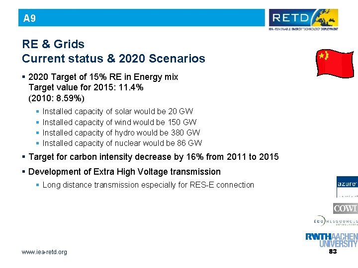 A 9 RE & Grids Current status & 2020 Scenarios § 2020 Target of