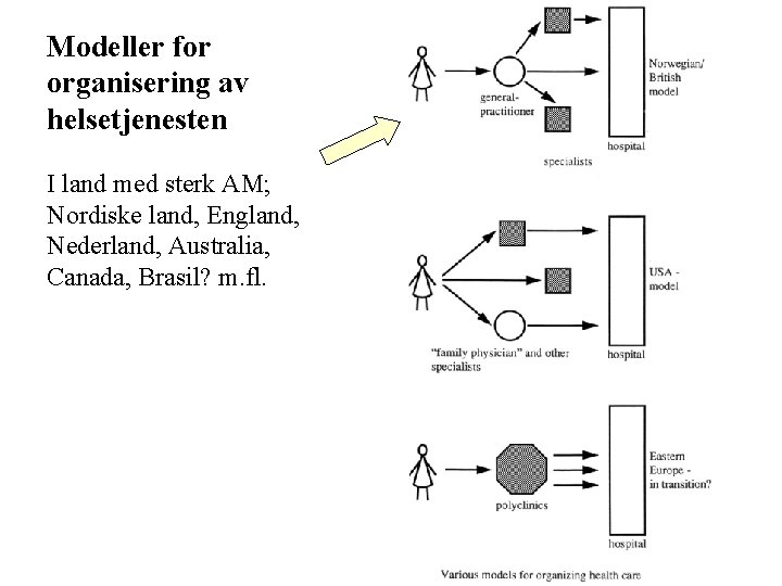 Modeller for organisering av helsetjenesten I land med sterk AM; Nordiske land, England, Nederland, Modeller for organisering av helsetjenesten I land med sterk AM; Nordiske land, England, Nederland,