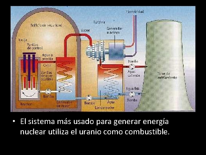  • El sistema más usado para generar energía nuclear utiliza el uranio combustible.