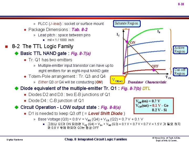 8 -10 Saturate Region » PLCC (J-lead) : socket or surface mount l Package