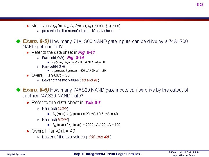 8 -23 l Must Know IOL(max), IOH(max), IIL (max) , IIH (max) » presented