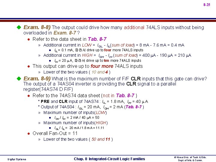 8 -25 u Exam. 8 -8) The output could drive how many additional 74