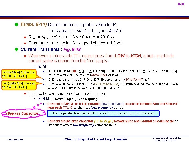 8 -28 u Exam. 8 -11) Determine an acceptable value for R ( OS