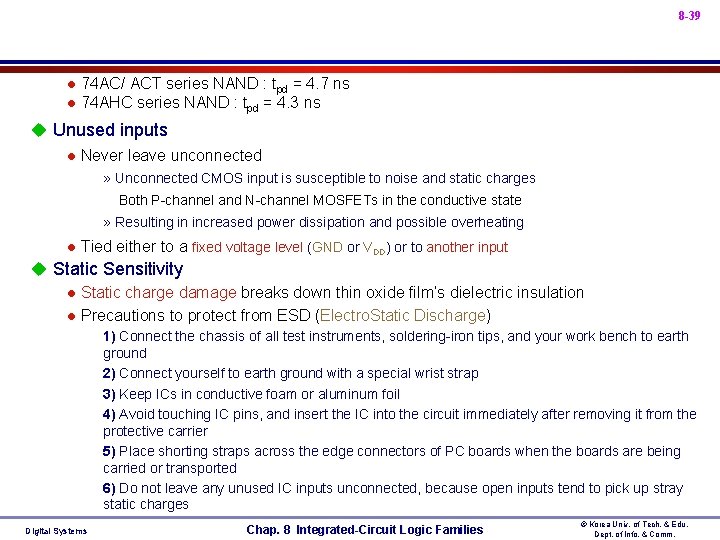 8 -39 74 AC/ ACT series NAND : tpd = 4. 7 ns l