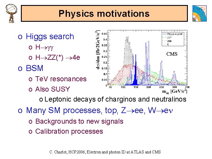 Physics motivations o Higgs search o H ZZ(*) 4 e CMS o BSM o