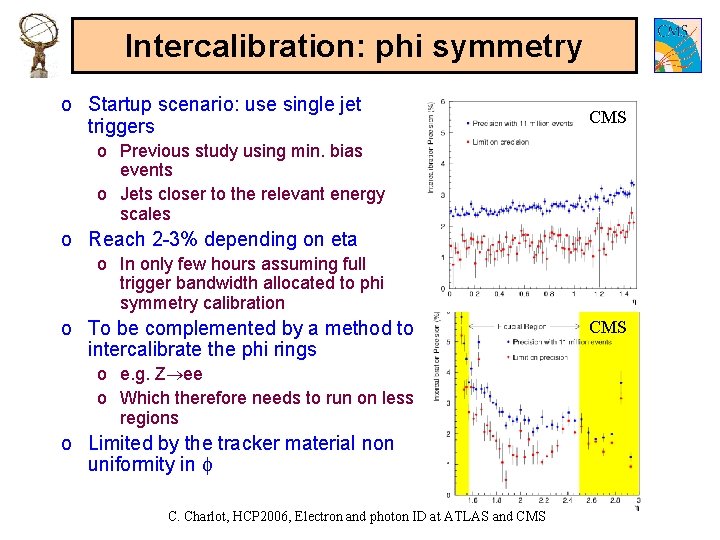 Intercalibration: phi symmetry o Startup scenario: use single jet triggers CMS o Previous study