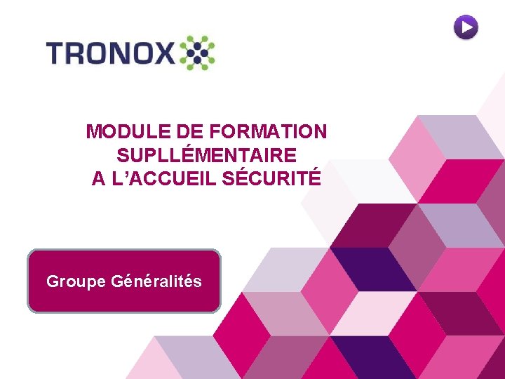  MODULE DE FORMATION SUPLLÉMENTAIRE A L’ACCUEIL SÉCURITÉ Groupe Généralités 