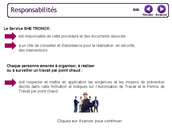 Responsabilités Aide Reculer Avancer Le Service SHE TRONOX: Responsable Cristal des Travaux et/ou est