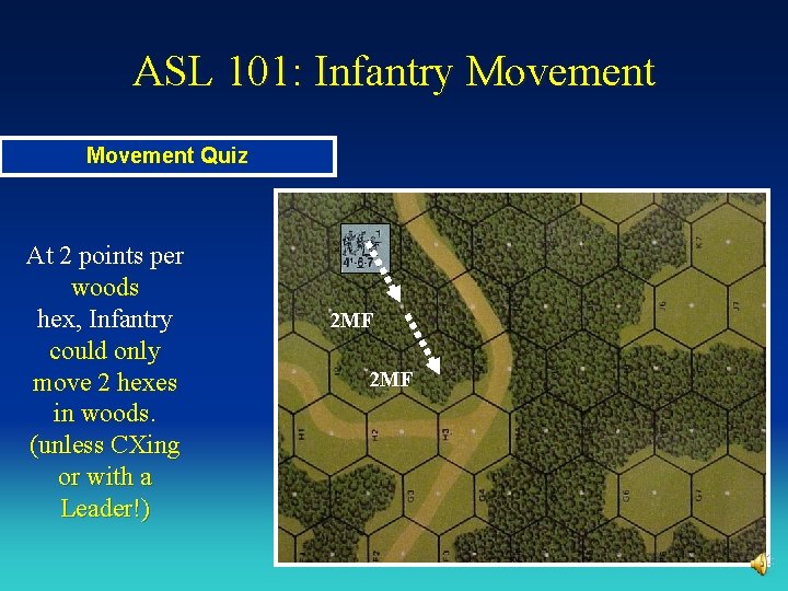 ASL 101: Infantry Movement Quiz At 2 points per woods hex, Infantry could only