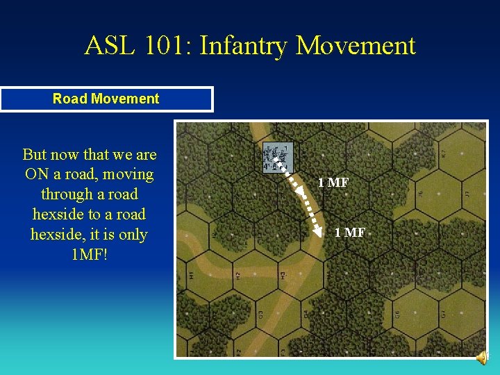 ASL 101: Infantry Movement Road Movement But now that we are ON a road,