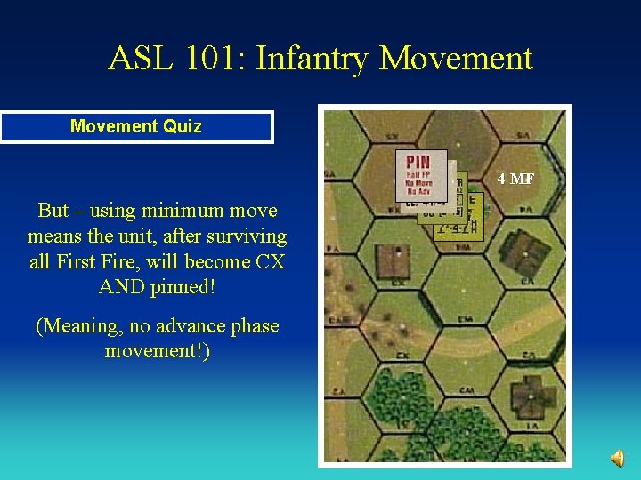 ASL 101: Infantry Movement Quiz 4 MF But – using minimum move means the
