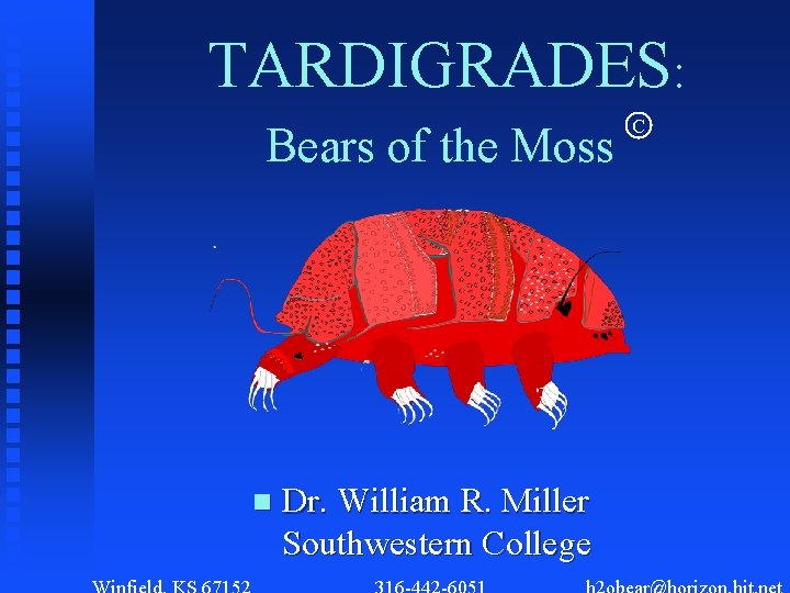 TARDIGRADES: Bears of the Moss n Dr. William R. Miller Southwestern College C 