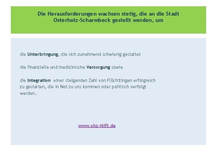 Die Herausforderungen wachsen stetig, die an die Stadt Osterholz-Scharmbeck gestellt werden, um die Unterbringung,