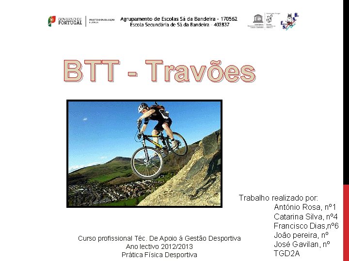 BTT - Travões Trabalho realizado por: António Rosa, nº 1 Catarina Silva, nº 4