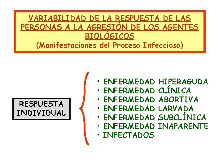 VARIABILIDAD DE LA RESPUESTA DE LAS PERSONAS A LA AGRESIÓN DE LOS AGENTES BIOLÓGICOS