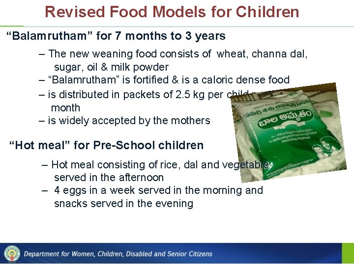 Revised Food Models for Children “Balamrutham” for 7 months to 3 years – The
