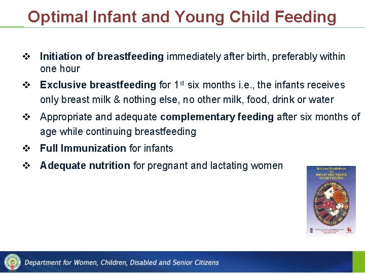 Optimal Infant and Young Child Feeding v Initiation of breastfeeding immediately after birth, preferably