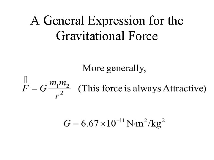 A General Expression for the Gravitational Force 