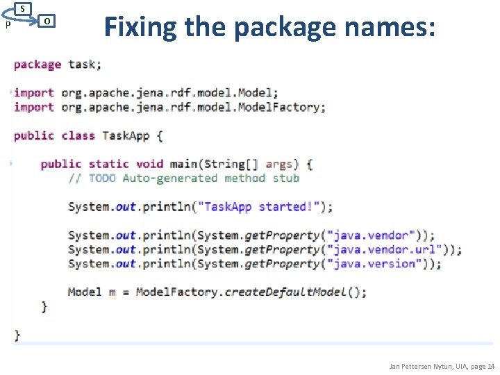 S P O Fixing the package names: Jan Pettersen Nytun, UIA, page 14 S P O Fixing the package names: Jan Pettersen Nytun, UIA, page 14