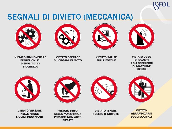 SEGNALI DI DIVIETO (MECCANICA) SEGNALI DI DIVIETO (MECCANICA)
