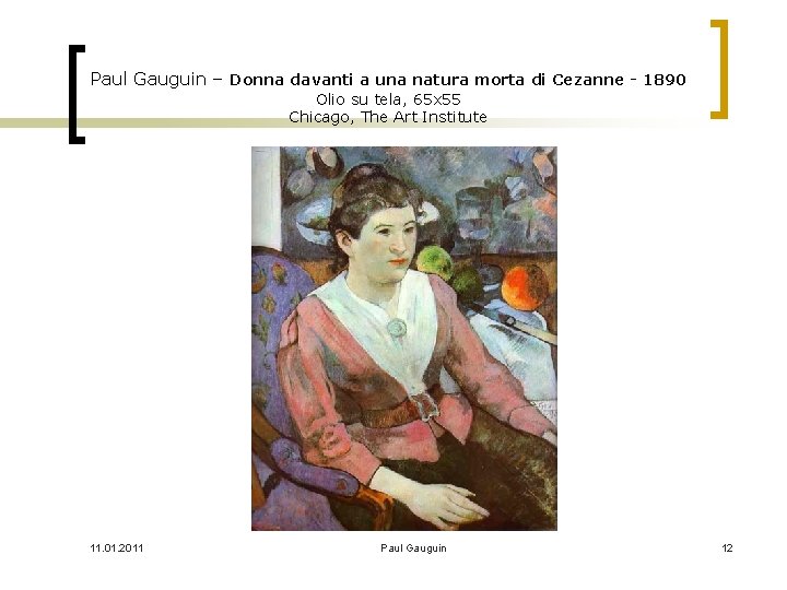 Paul Gauguin – Donna davanti a una natura morta di Cezanne - 1890 Olio