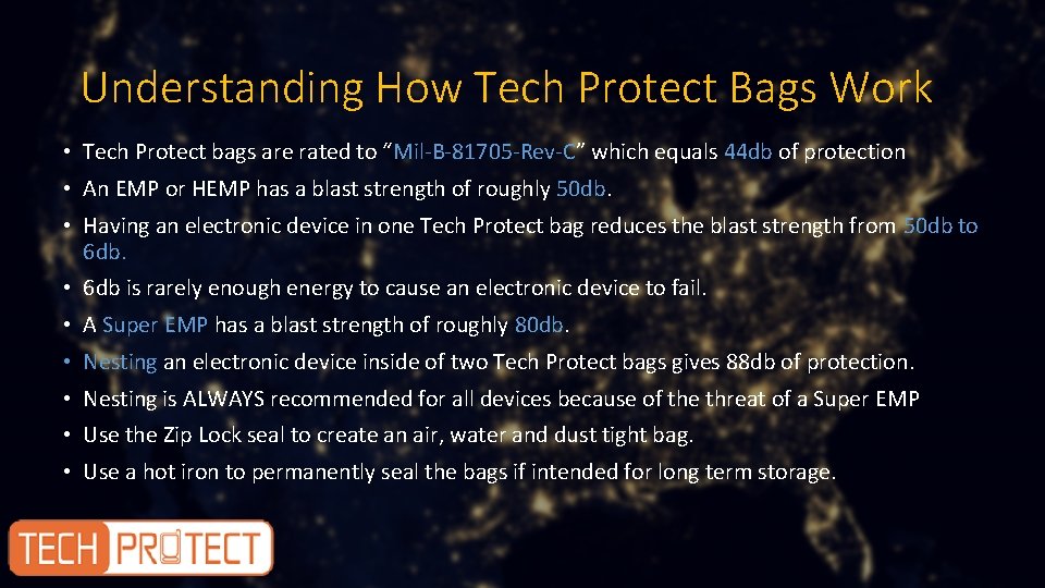 Understanding How Tech Protect Bags Work • Tech Protect bags are rated to “Mil-B-81705