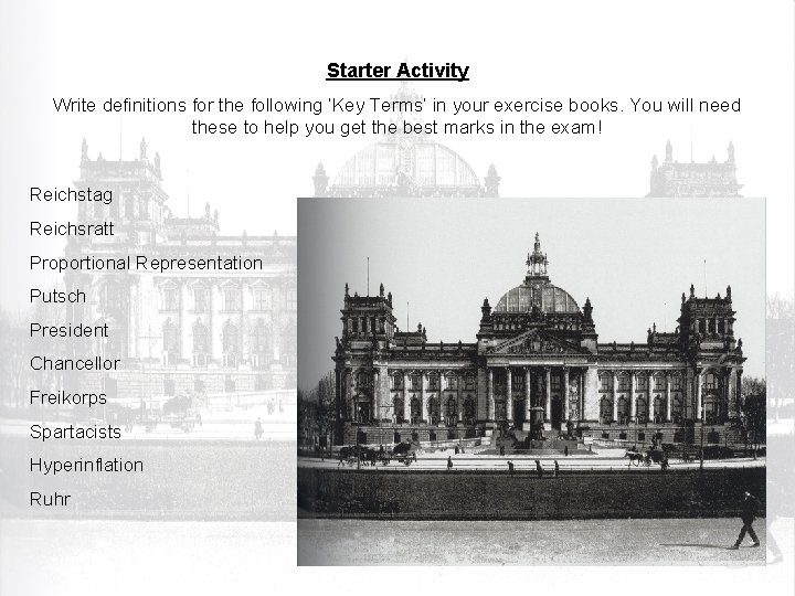 Starter Activity Write definitions for the following ‘Key Terms’ in your exercise books. You