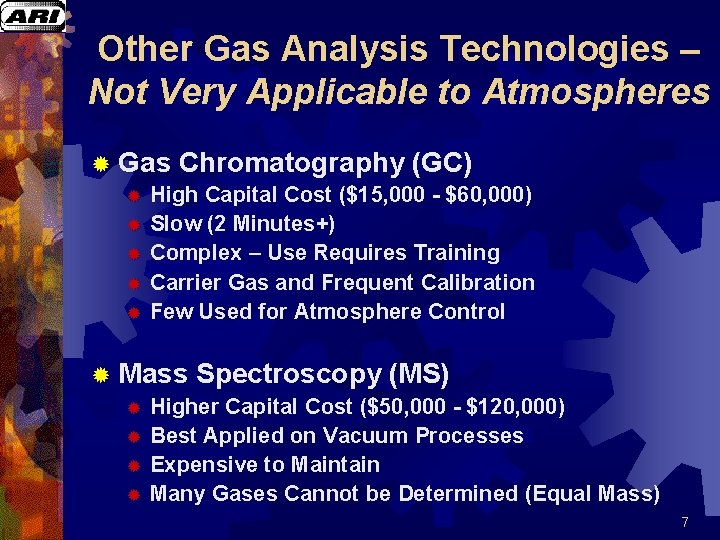 Other Gas Analysis Technologies – Not Very Applicable to Atmospheres ® Gas Chromatography (GC) Other Gas Analysis Technologies – Not Very Applicable to Atmospheres ® Gas Chromatography (GC)