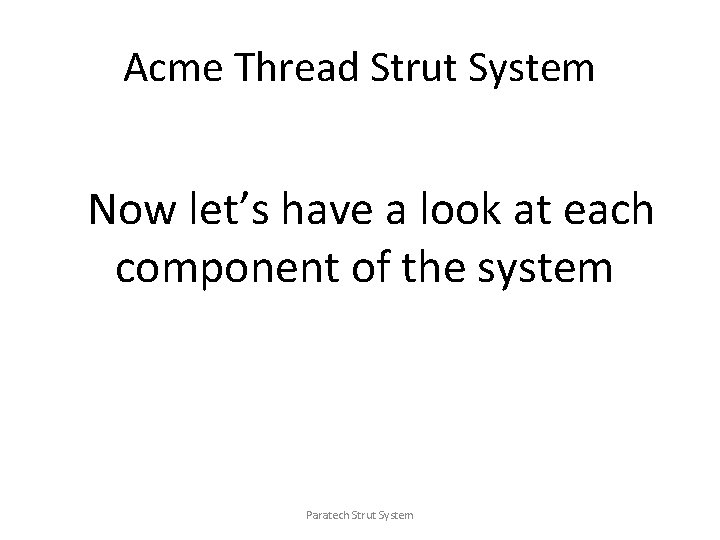 Acme Thread Strut System Now let’s have a look at each component of the