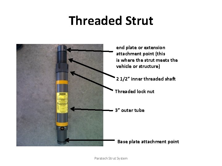 Threaded Strut end plate or extension attachment point (this is where the strut meets
