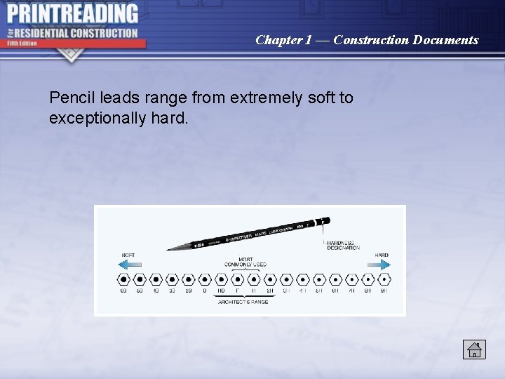 Chapter 1 — Construction Documents Pencil leads range from extremely soft to exceptionally hard.