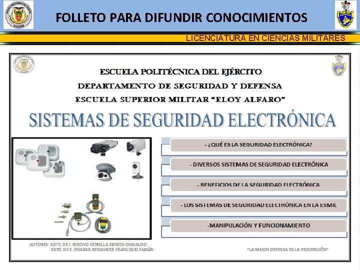 FOLLETO PARA DIFUNDIR CONOCIMIENTOS LICENCIATURA EN CIENCIAS MILITARES 
