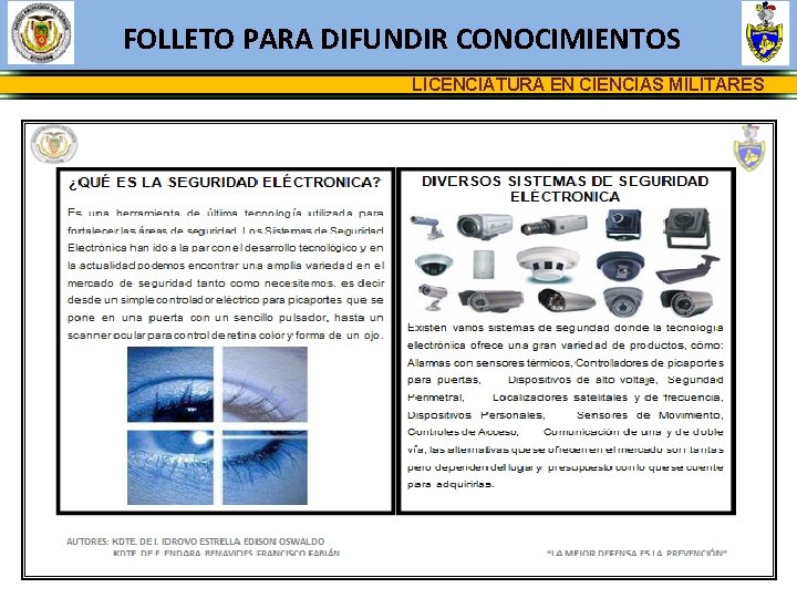 FOLLETO PARA DIFUNDIR CONOCIMIENTOS LICENCIATURA EN CIENCIAS MILITARES 