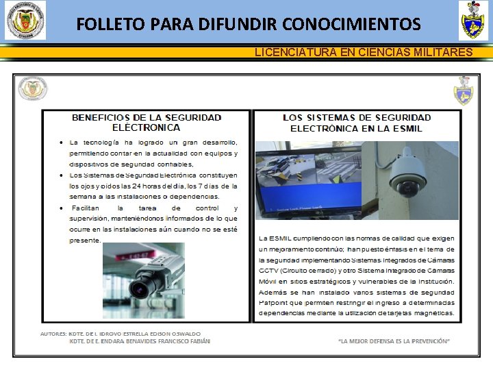 FOLLETO PARA DIFUNDIR CONOCIMIENTOS LICENCIATURA EN CIENCIAS MILITARES 