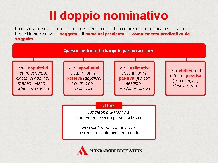 Il doppio nominativo La costruzione del doppio nominatio si verifica quando a un medesimo