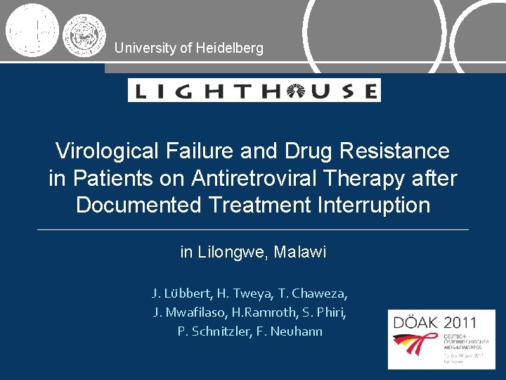 University of Heidelberg Virological Failure and Drug Resistance in Patients on Antiretroviral Therapy after