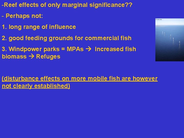 -Reef effects of only marginal significance? ? - Perhaps not: 1. long range of