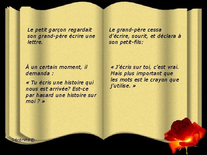 Le petit garçon regardait son grand-père écrire une lettre. À un certain moment, il