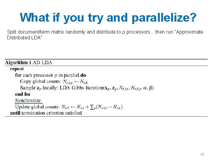 What if you try and parallelize? Split document/term matrix randomly and distribute to p