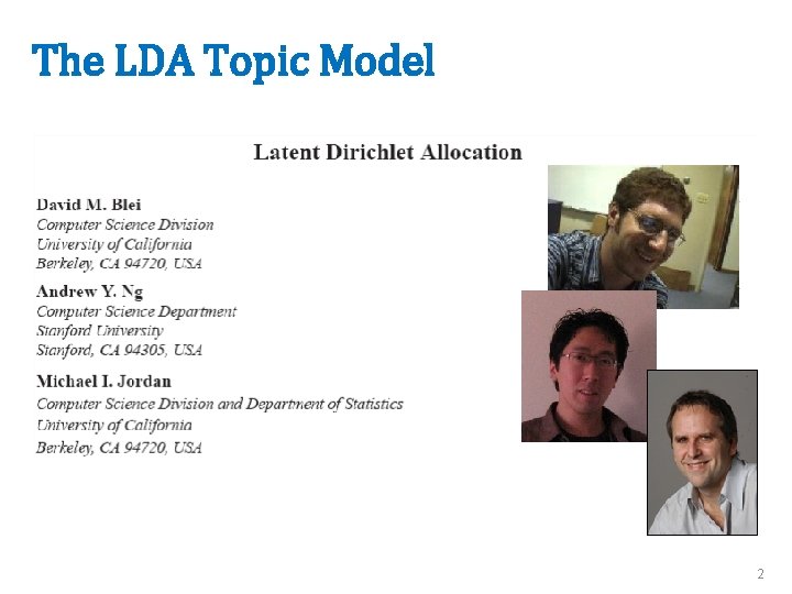 The LDA Topic Model 2 