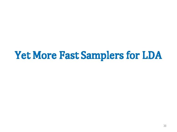 Yet More Fast Samplers for LDA 38 