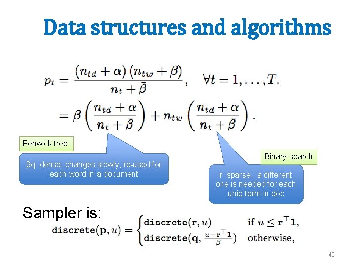 Data structures and algorithms Fenwick tree βq: dense, changes slowly, re-used for each word