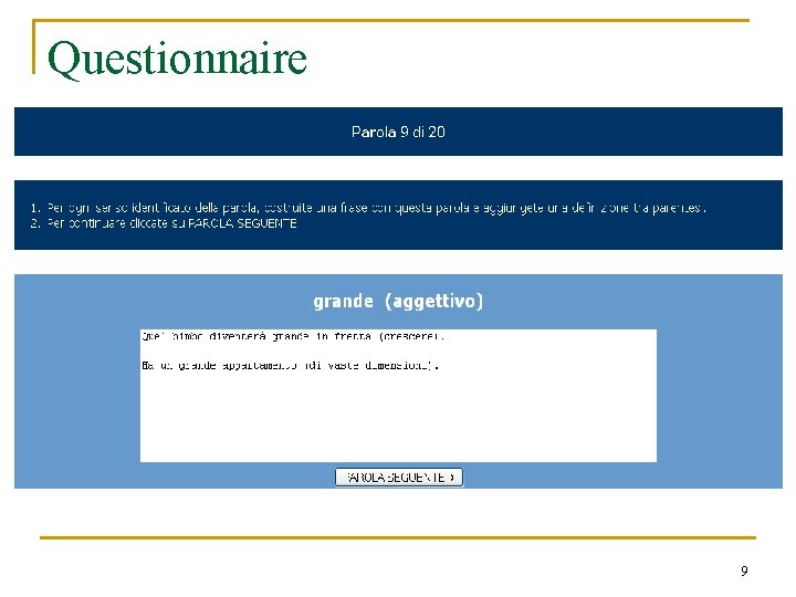 Questionnaire 9 Questionnaire 9