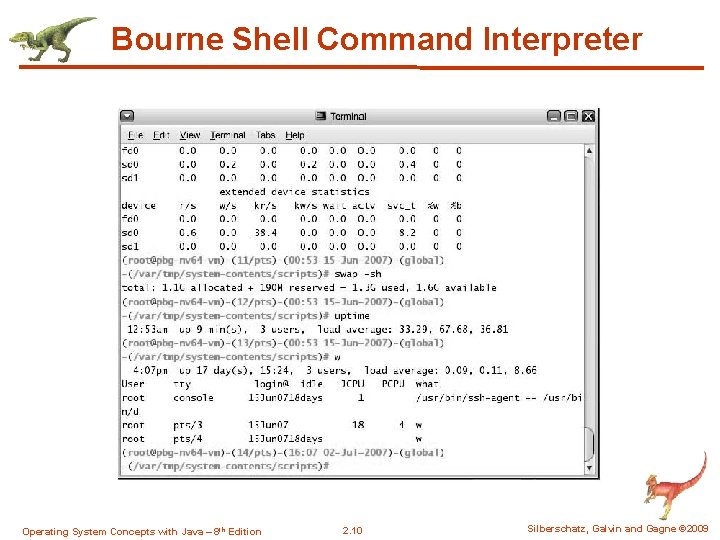 Bourne Shell Command Interpreter Operating System Concepts with Java – 8 th Edition 2.