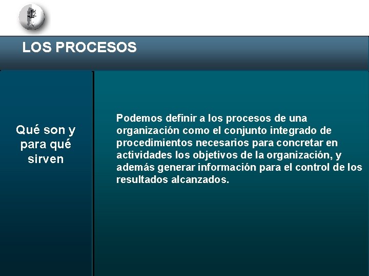 LOS PROCESOS Qué son y para qué sirven Podemos definir a los procesos de