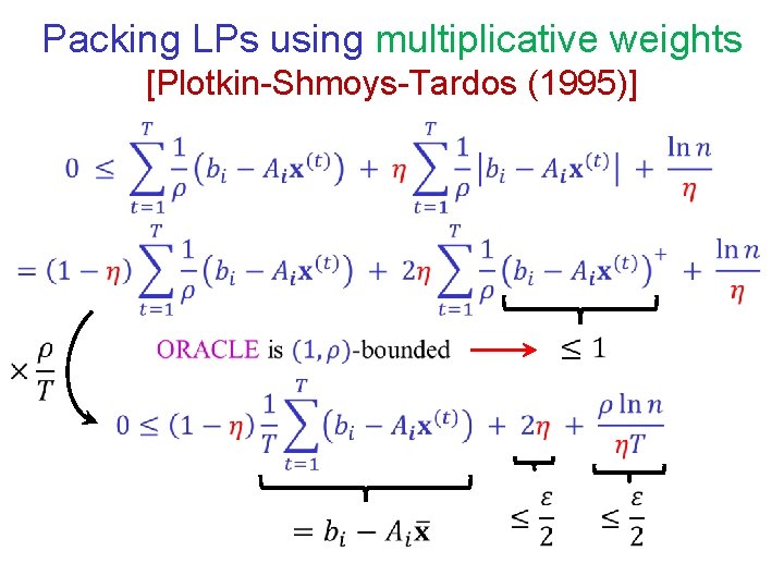 Packing LPs using multiplicative weights [Plotkin-Shmoys-Tardos (1995)] 